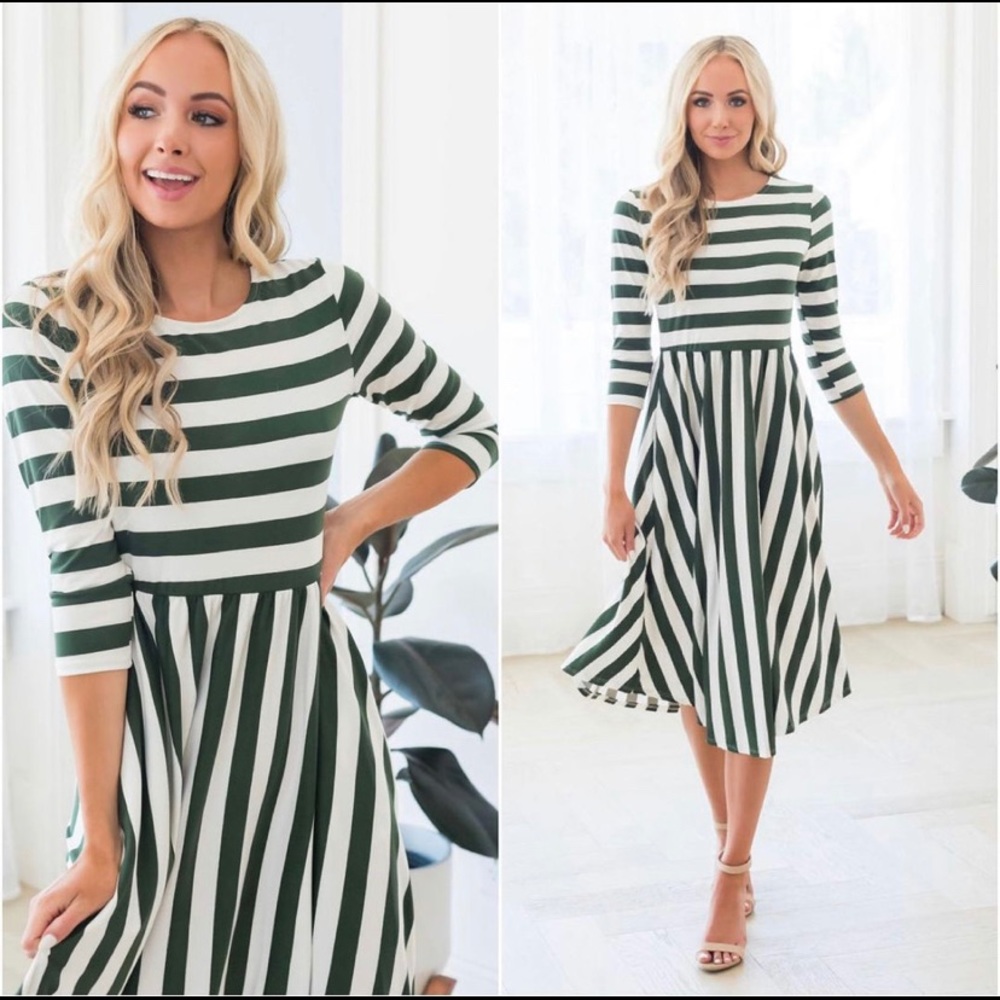Green Striped Dress from Neesees Boutique
